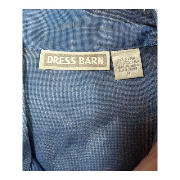Vintage 90s Dress Barn Blue Iridescent Button Up Blouse Shimmery Luster Sz M - Picture 3 of 3